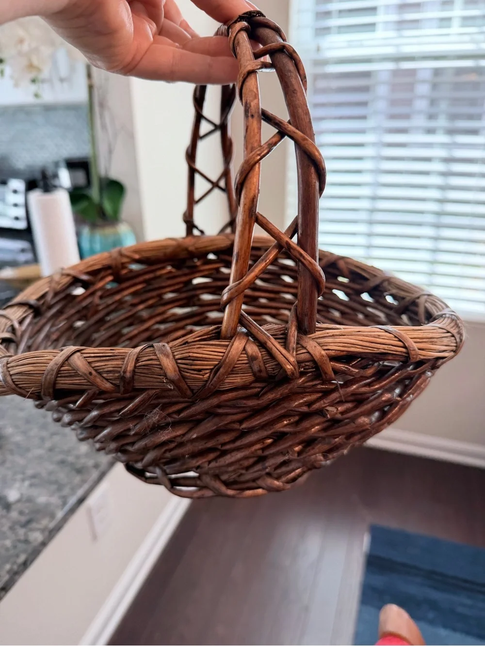 Rustic Brown Woven Handle Basket - Home Accents